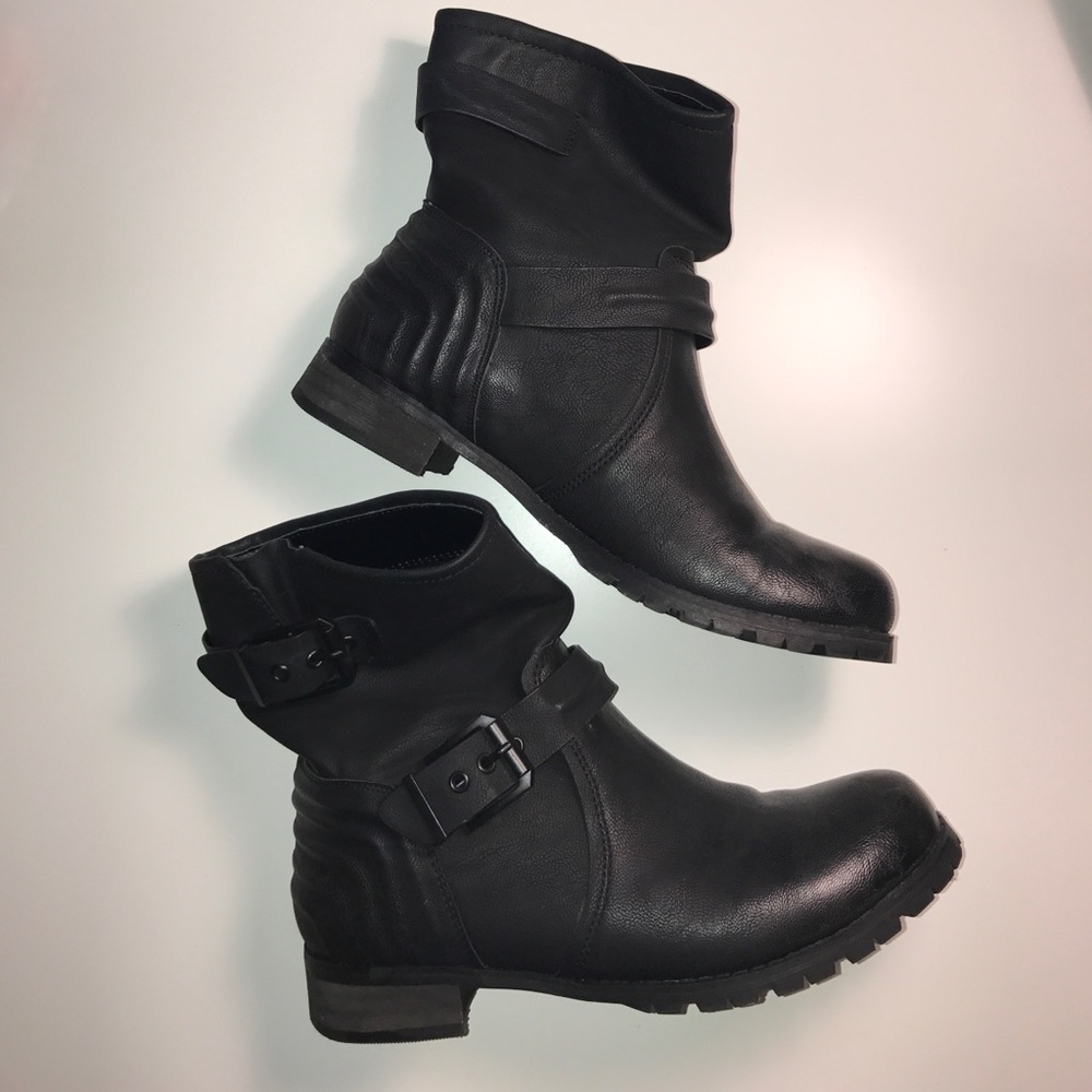Black leather boots